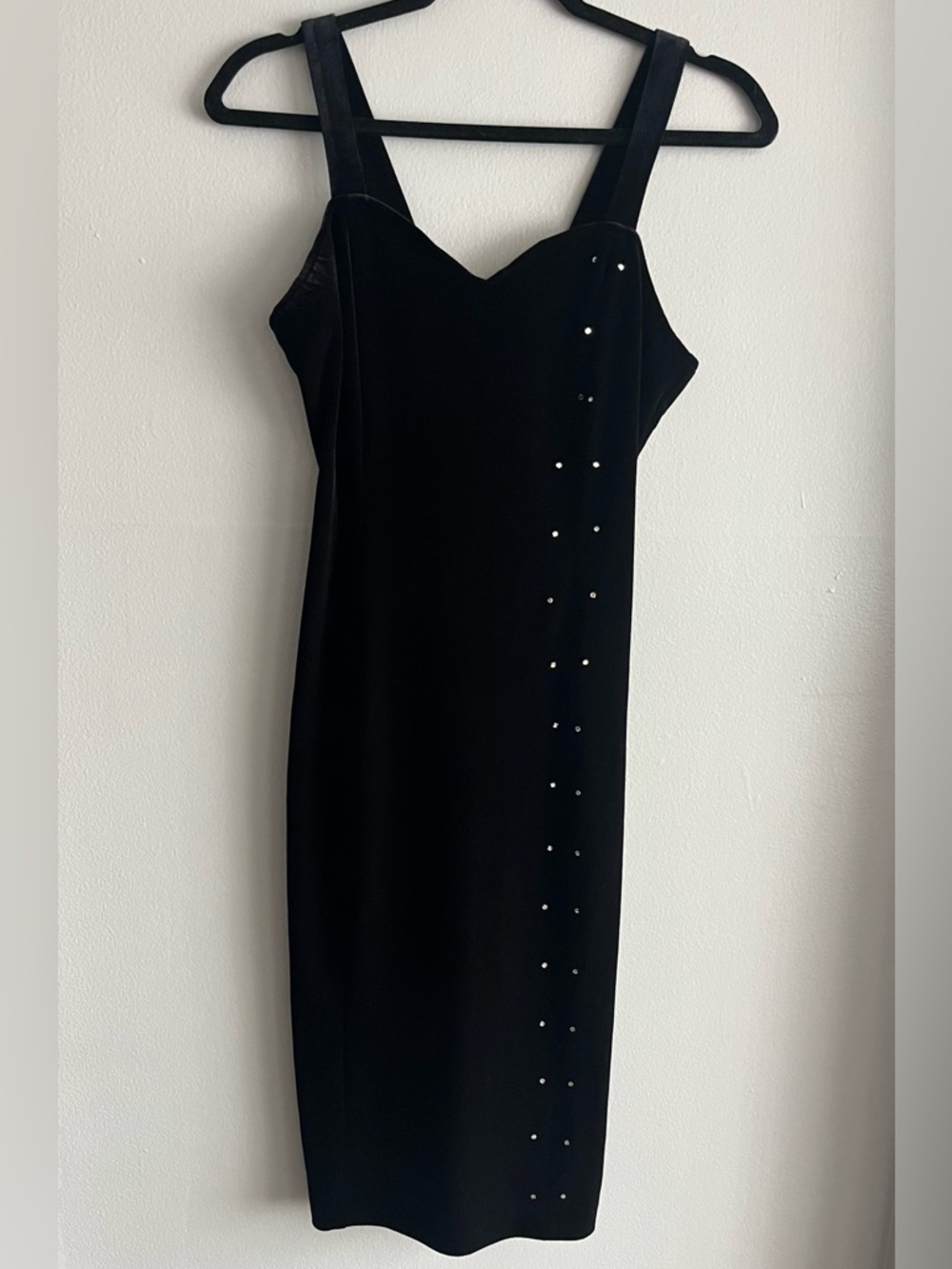 Onyx Nite By Wendye Chaitin Velvet Midi Dress with Silver Rhinestone Accents